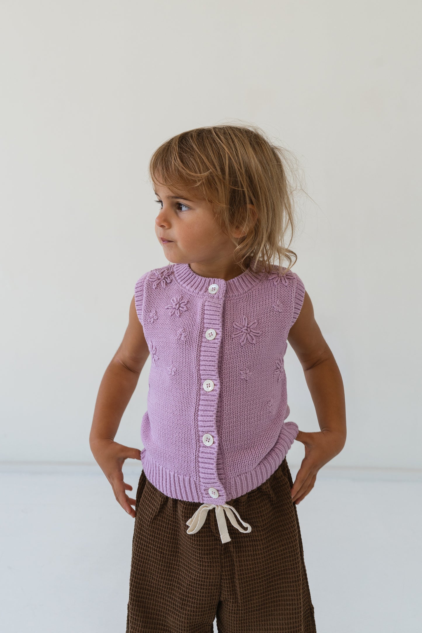 Floral Knit Vest | Mauve