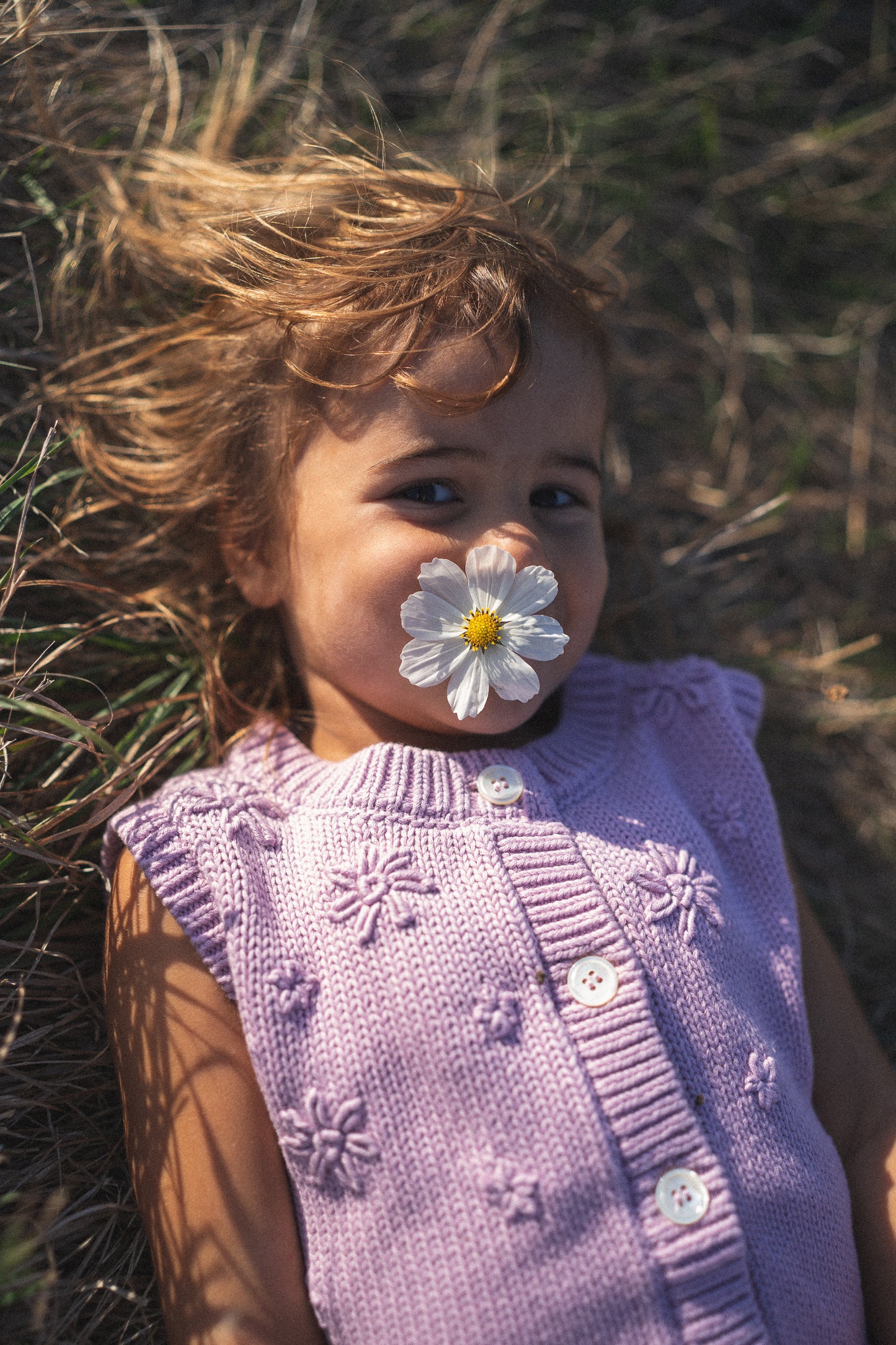 Floral Knit Vest | Mauve