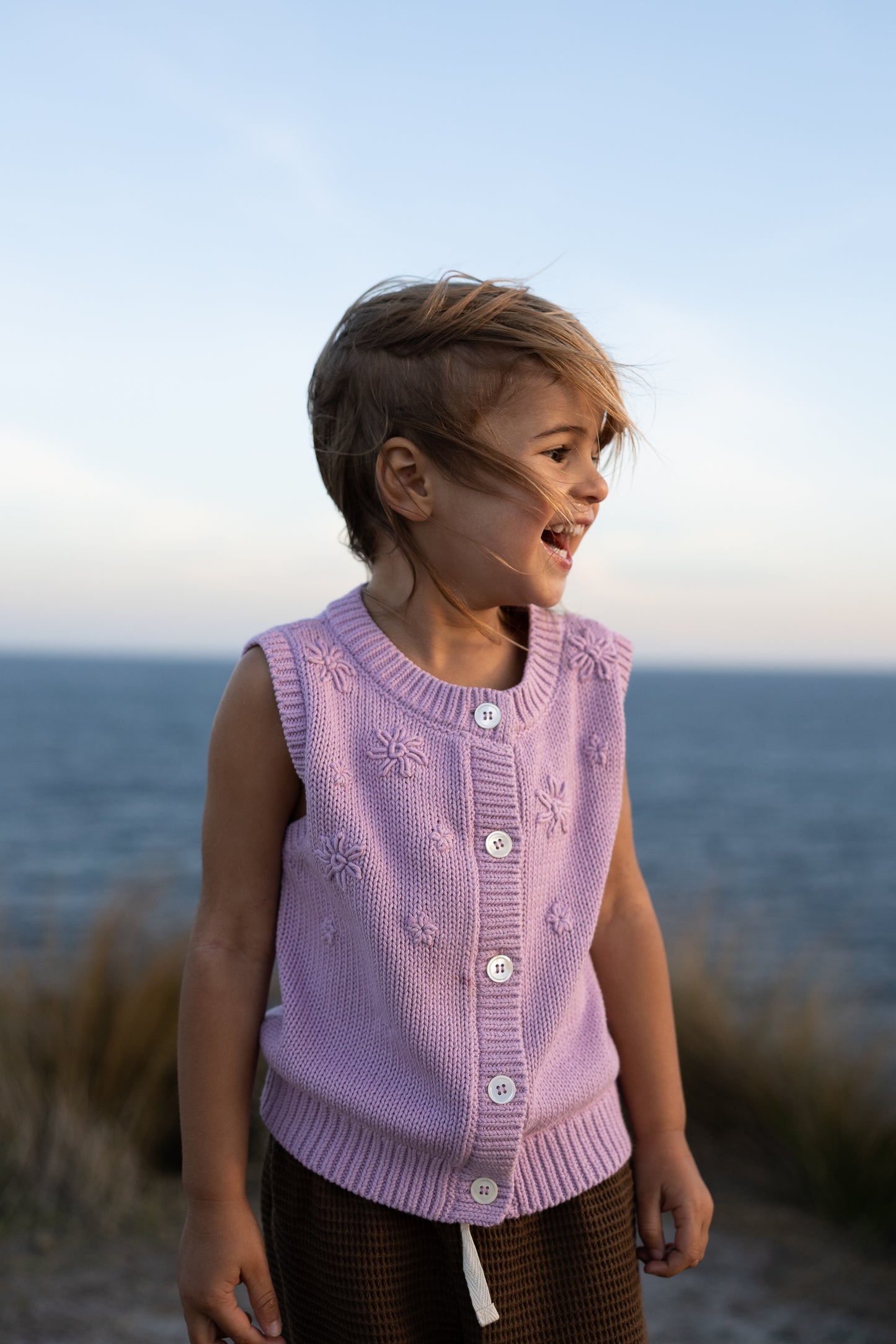 Floral Knit Vest | Mauve