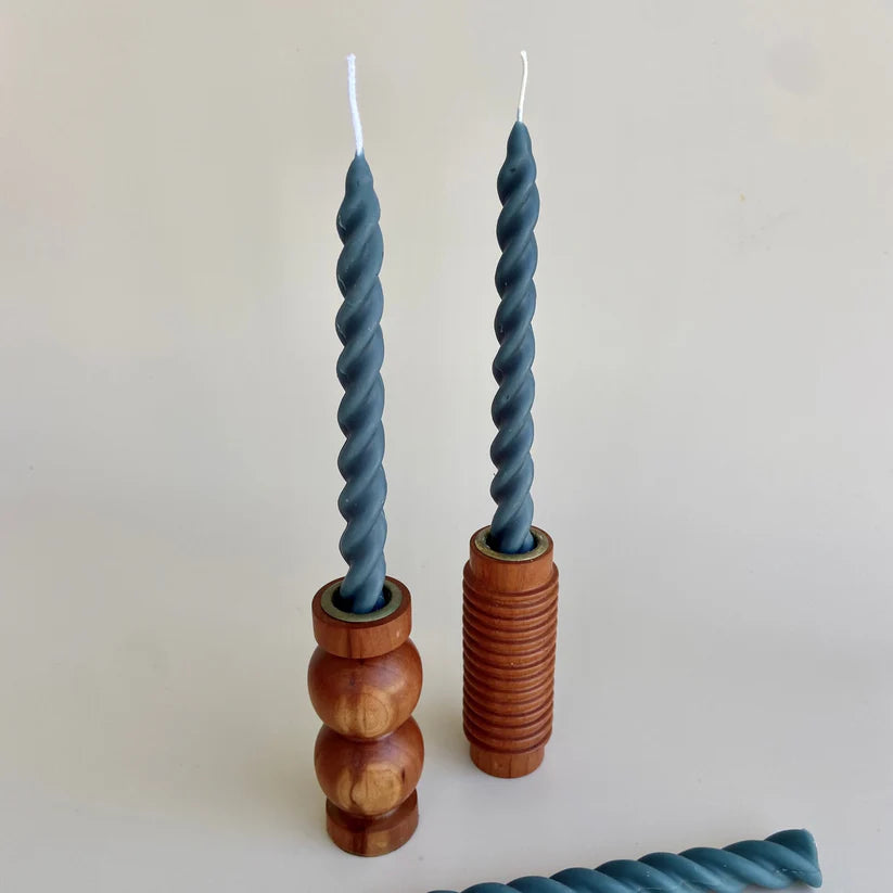 Beeswax Candle Set | Spiral - Ocean