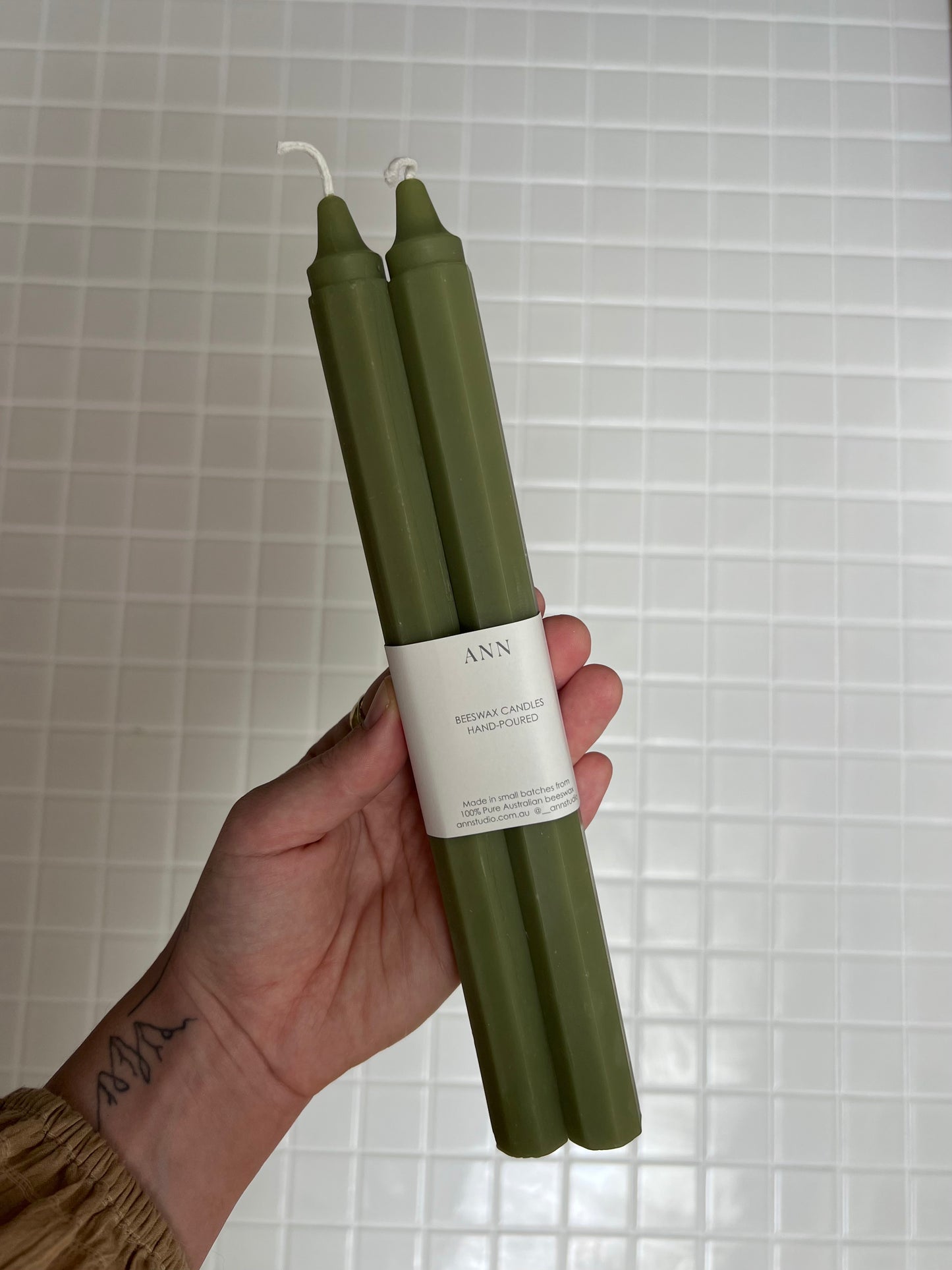 Beeswax Candle Set | Octagon - Sage