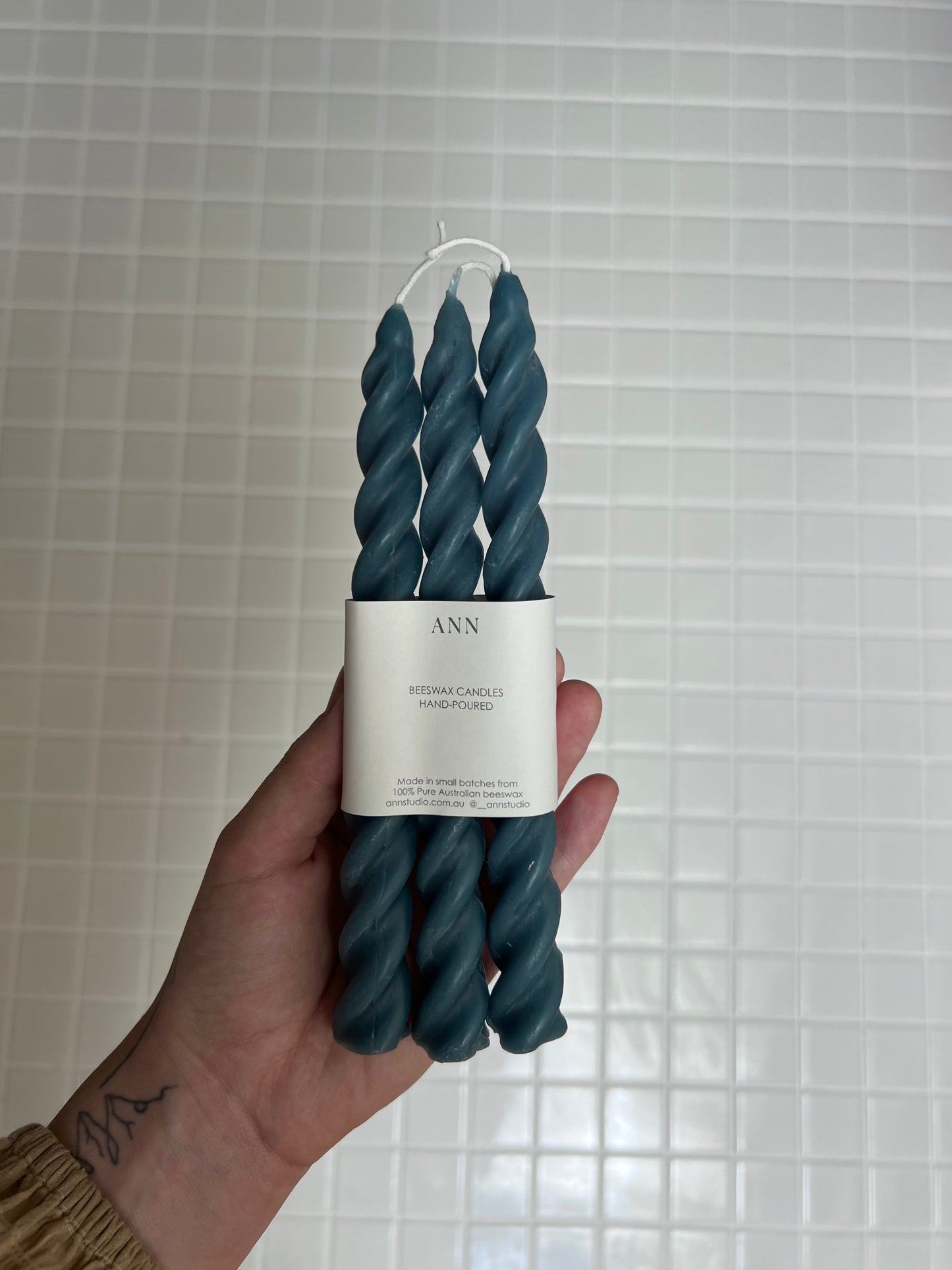 Beeswax Candle Set | Spiral - Ocean