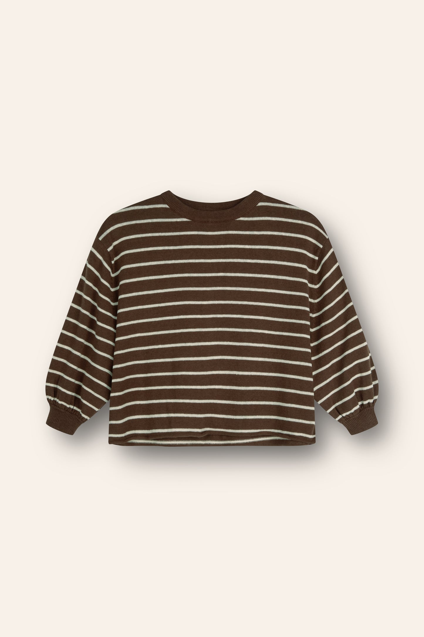 Lightweight Knit Pullover | Choc Stripe
