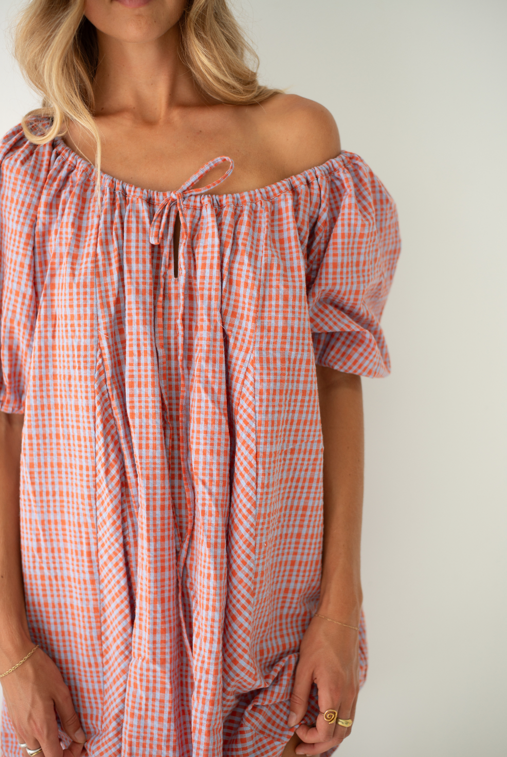 Chloe Dress | Lilac Orange Seersucker