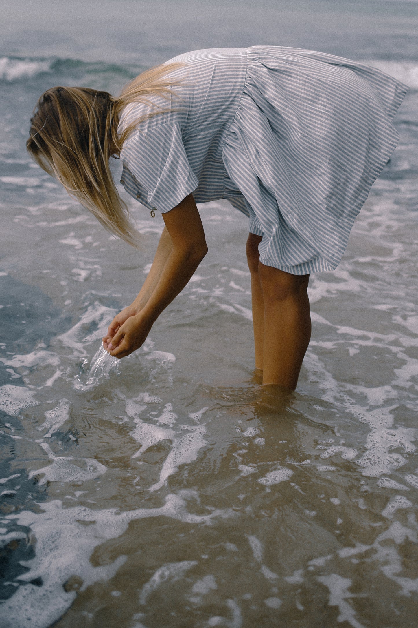 Darcey Dress | Washed Blue Stripe