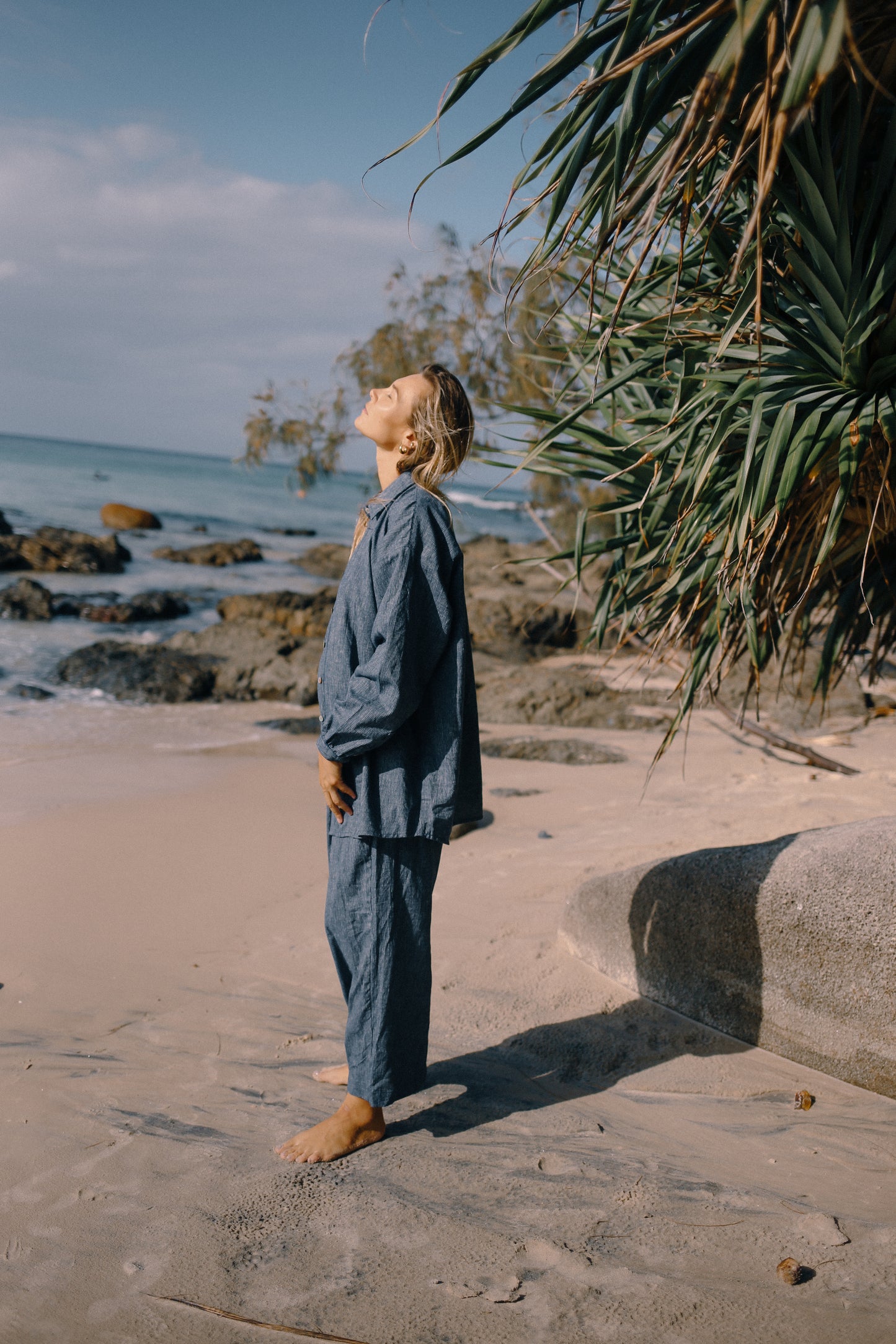 Yumi Pant | Navy Pinstripe