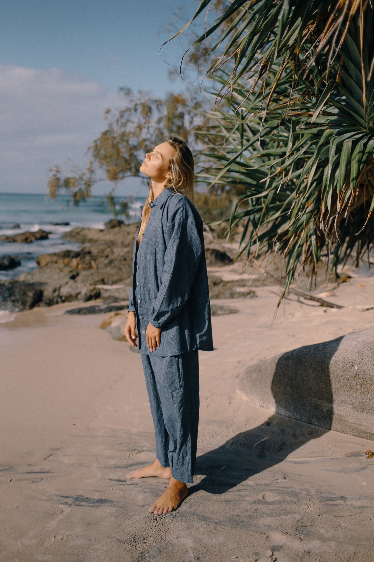 Yumi Pant | Navy Pinstripe