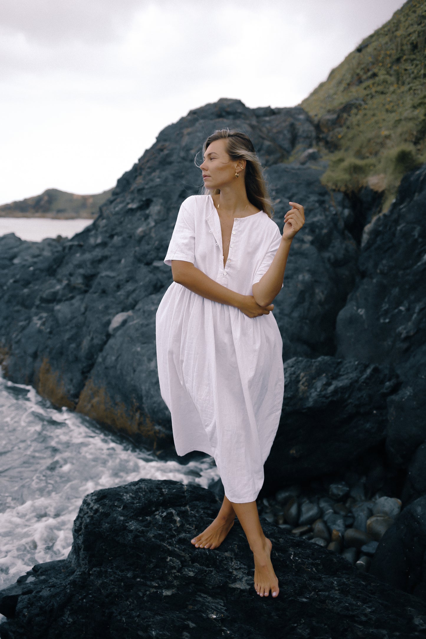 Darcey Midi Dress | Vanilla Plaid