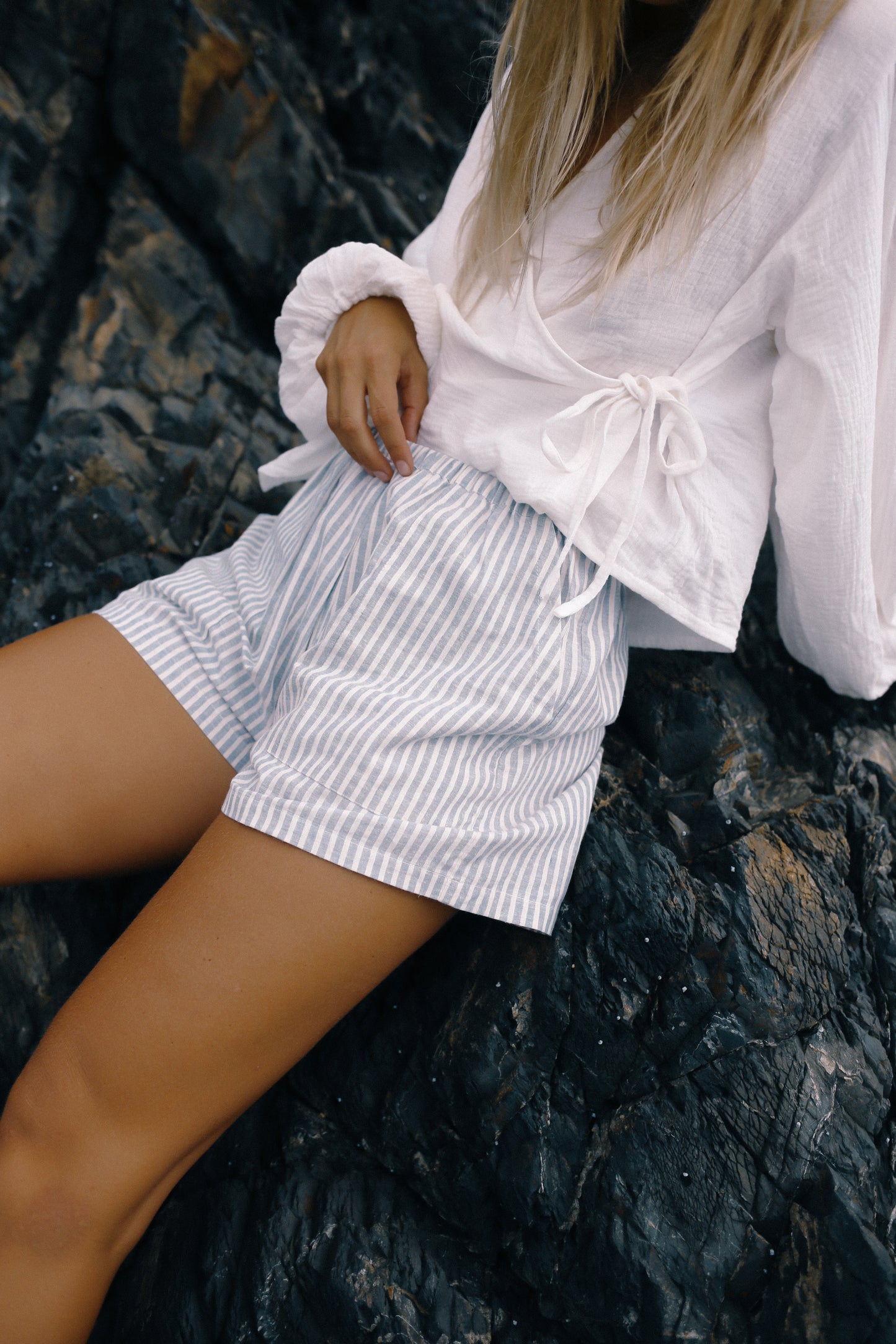 Ava Short | Washed Blue Stripe