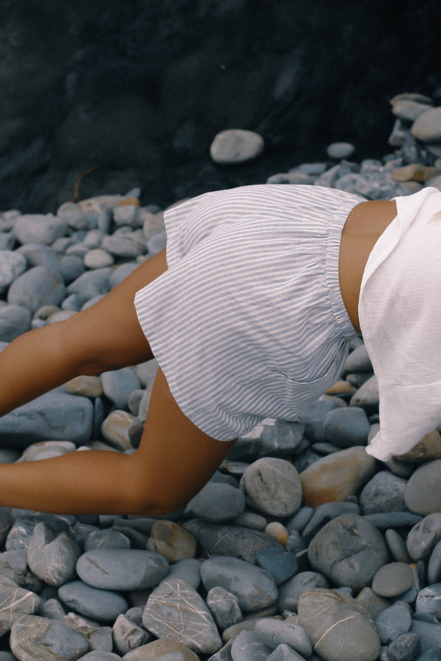 Ava Short | Washed Blue Stripe