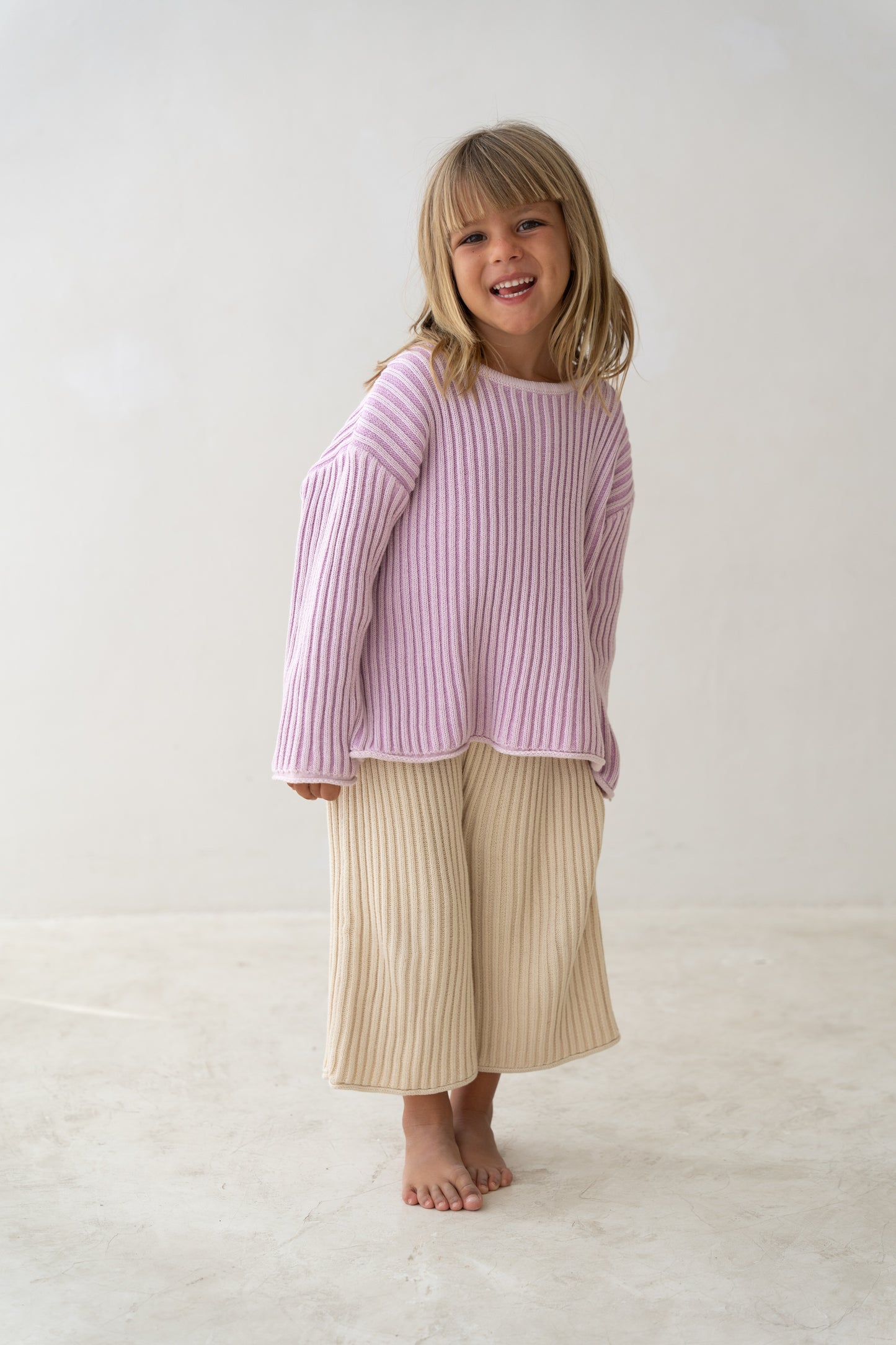 Essential Knit Jumper | Mauve Stripe