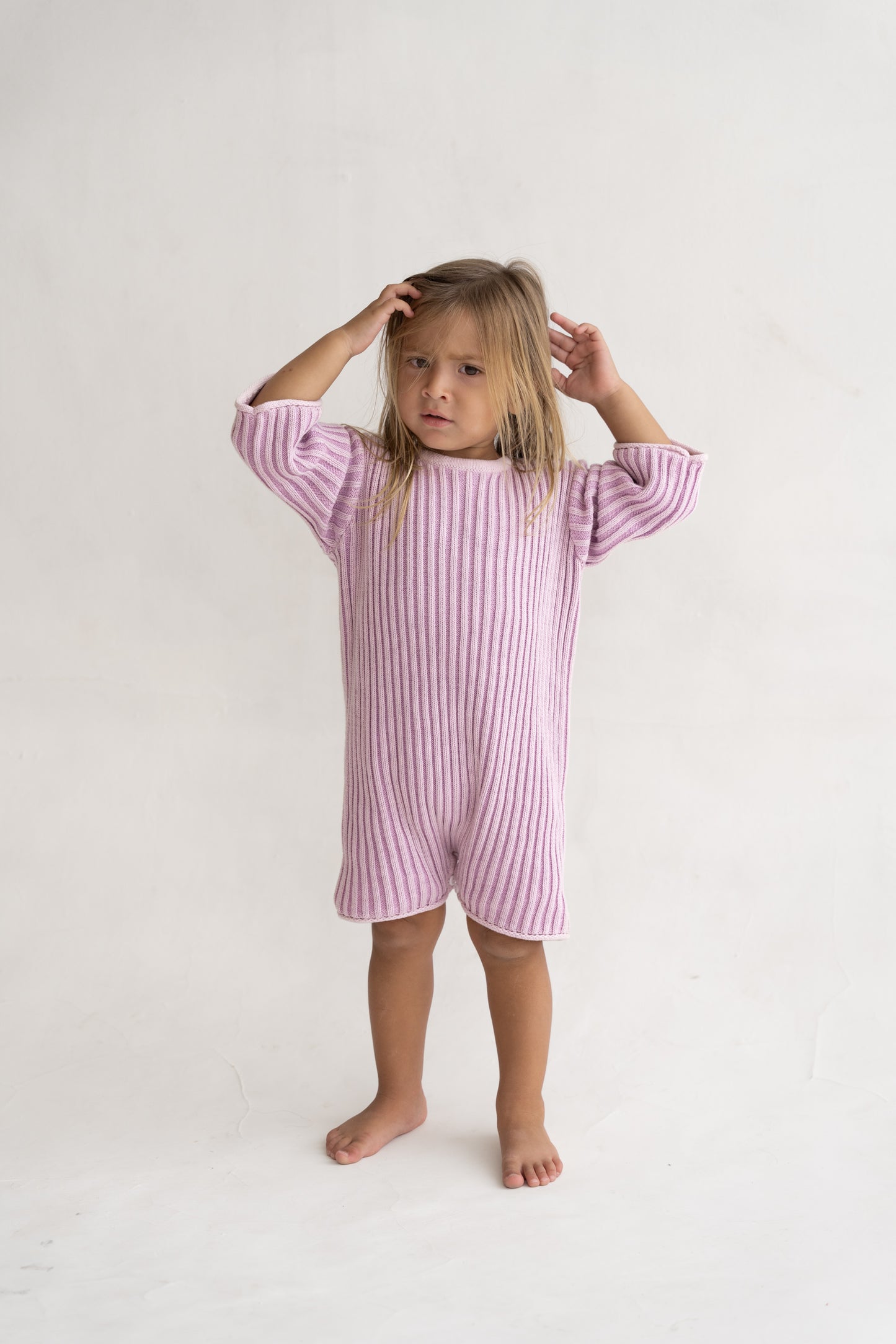 Essential Knit Romper | Mauve Stripe