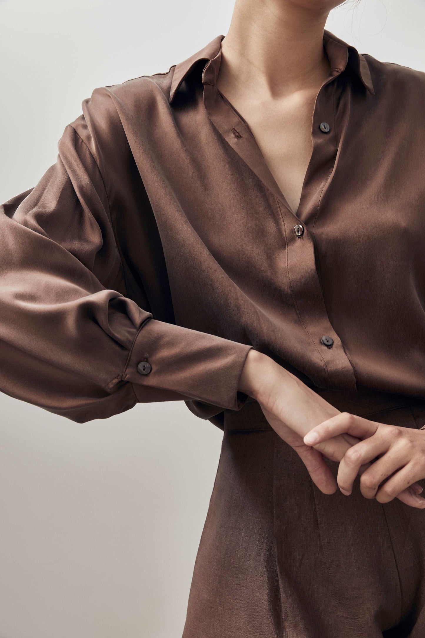 Dominique Silk Shirt - Chocolate