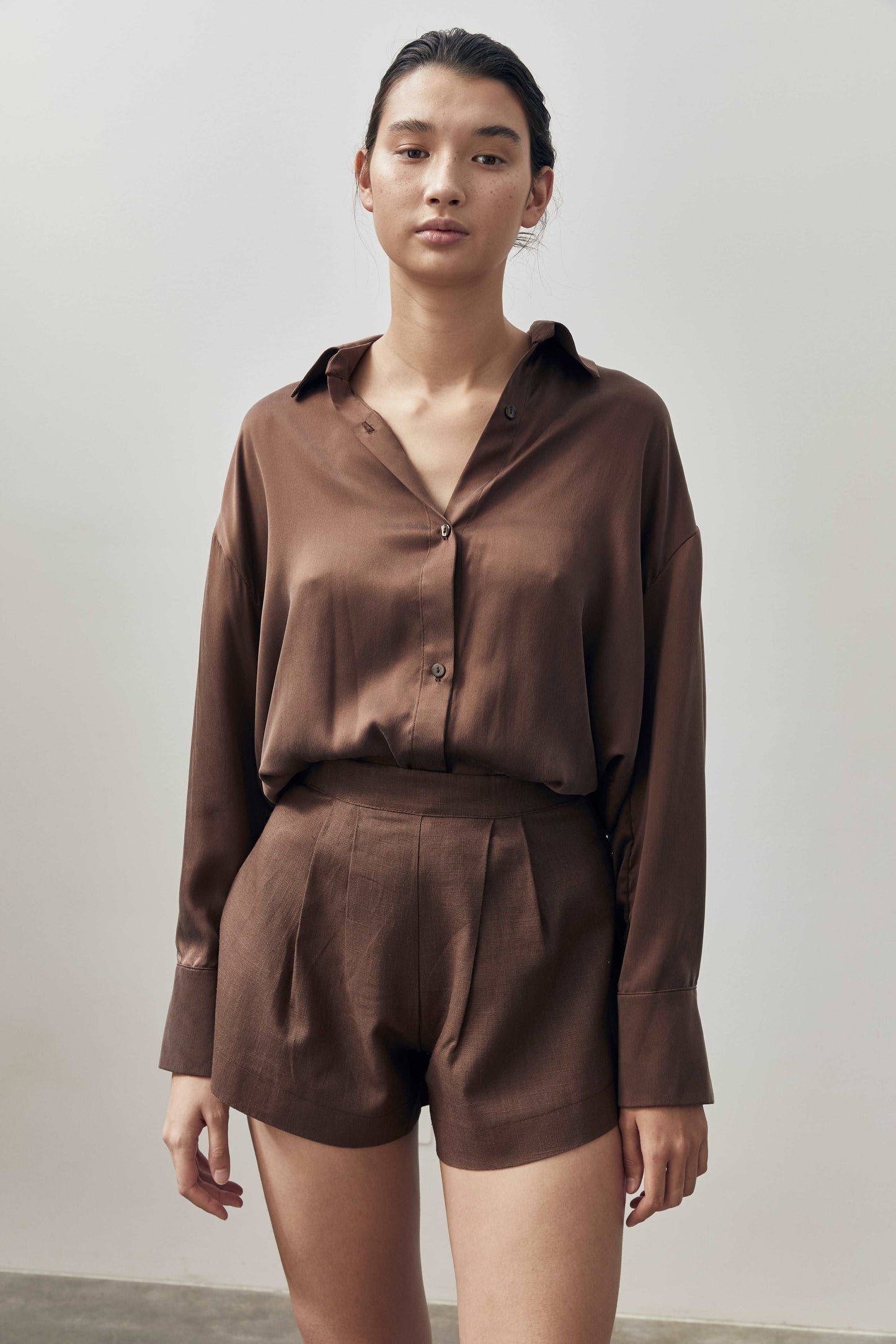 Dominique Silk Shirt - Chocolate