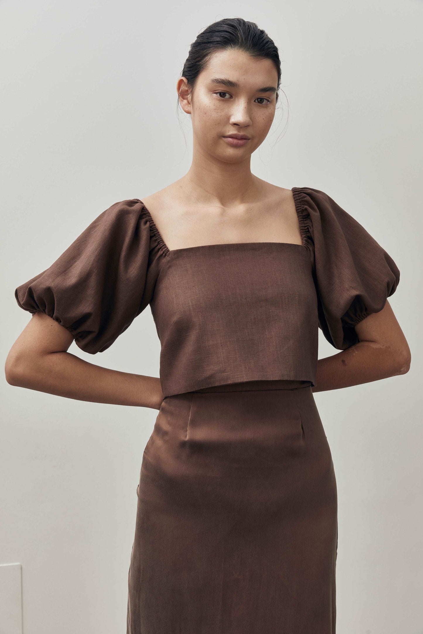 Naomi Silk Slip Skirt - Chocolate