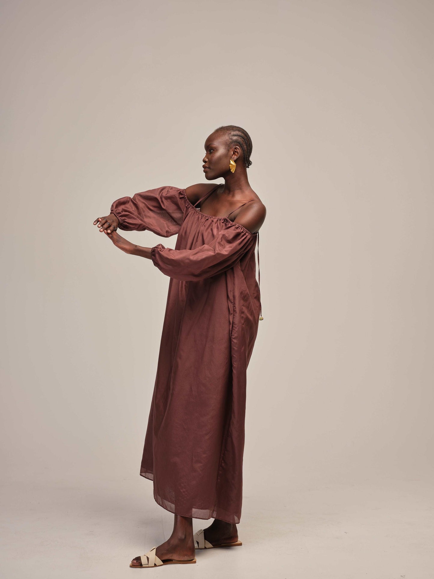 Cold Shoulder Dress - Chocolate
