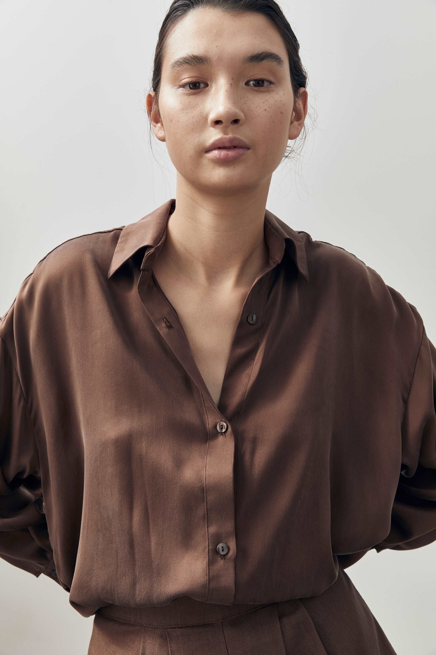 Dominique Silk Shirt - Chocolate