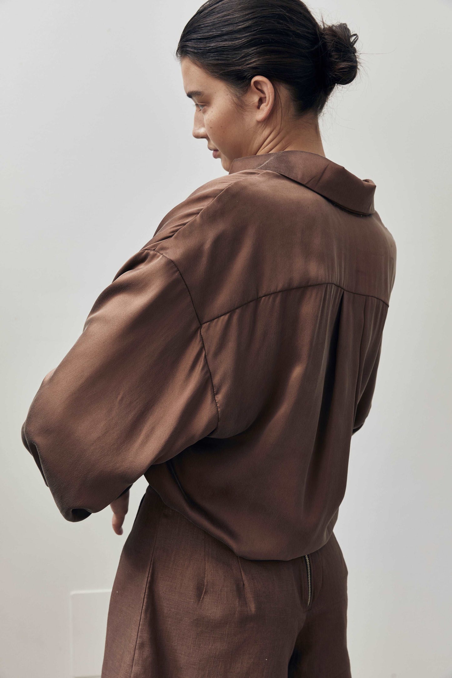 Dominique Silk Shirt - Chocolate