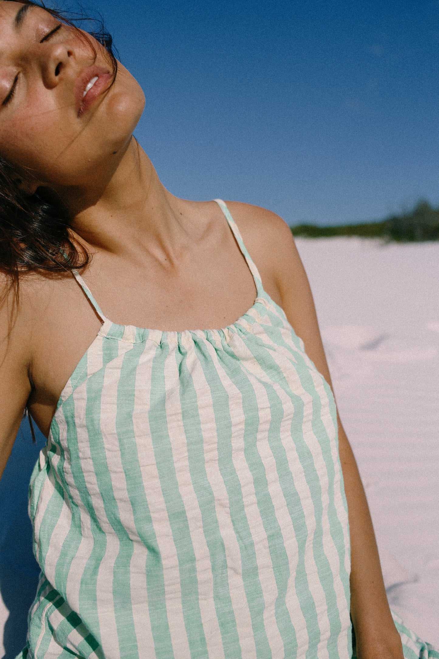 Ivy Singlet | Seafoam Cotton Stripe