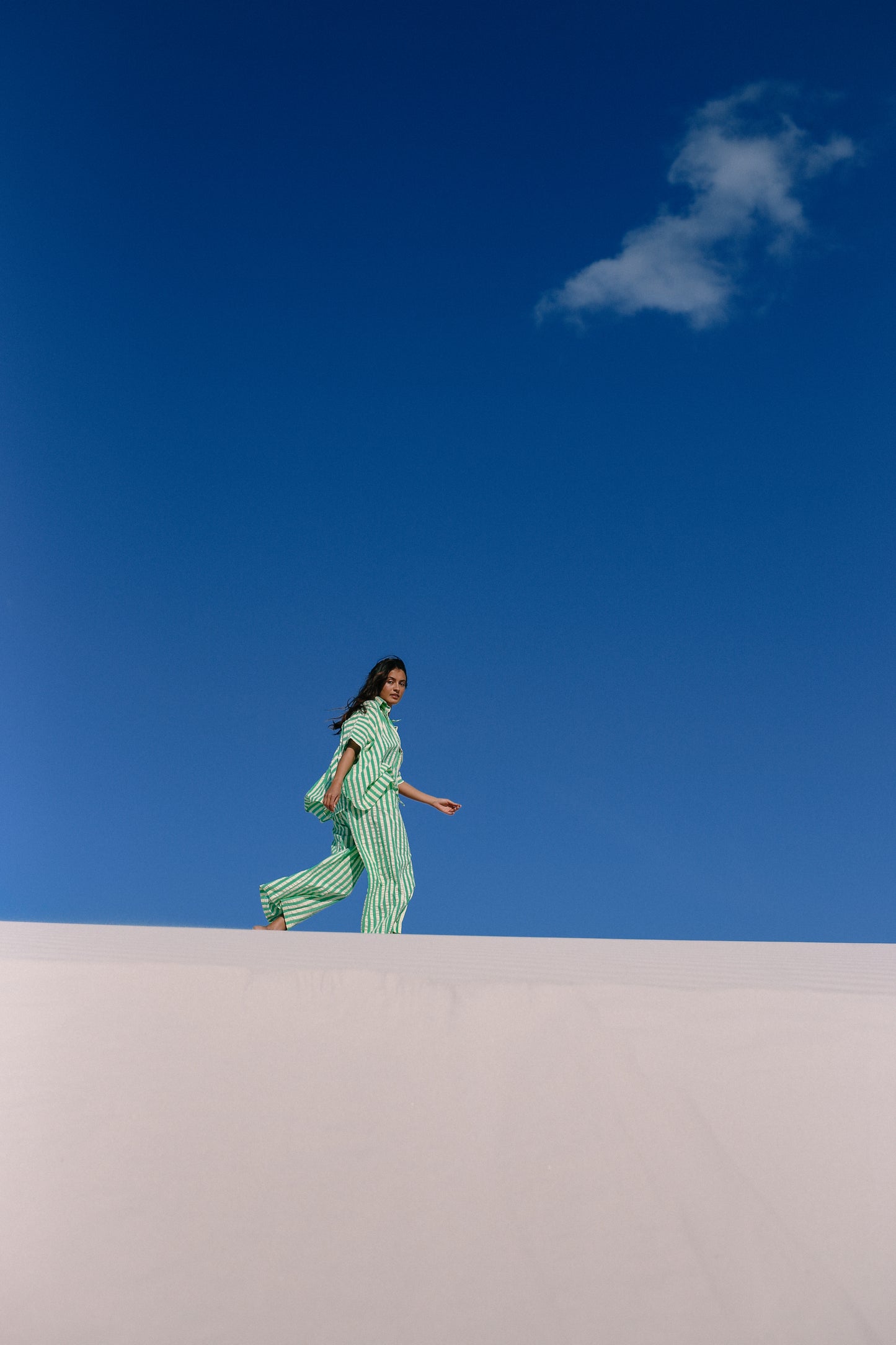 Ava Shirt | Seafoam Cotton Stripe