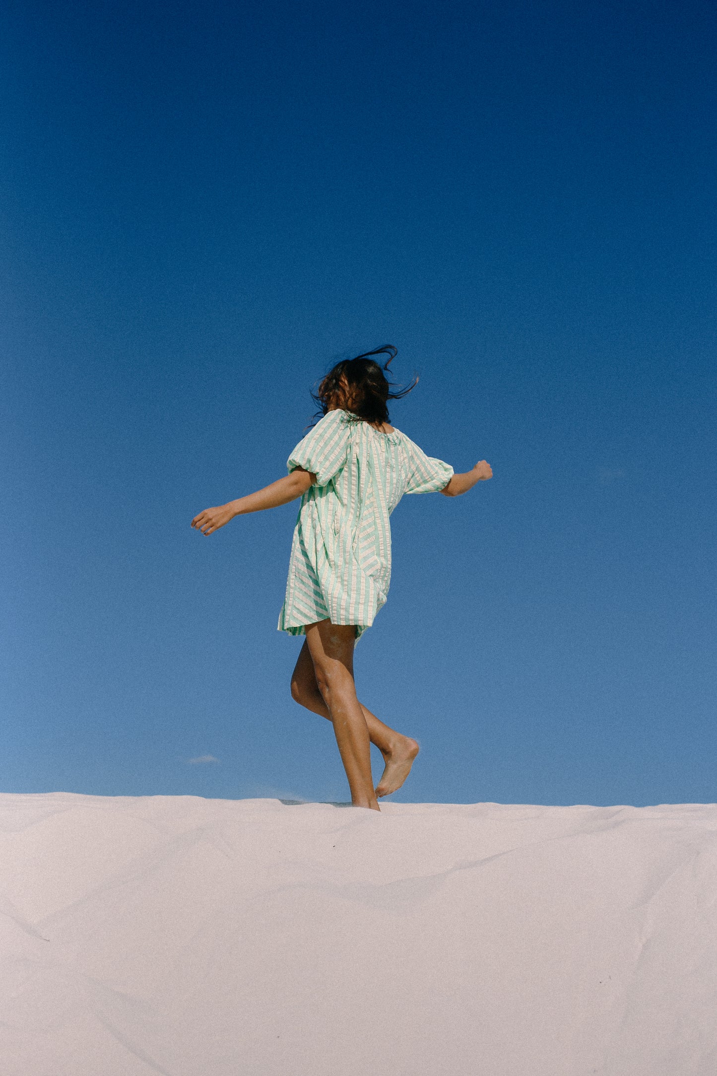 Chloe Summer Dress | Seafoam Cotton Stripe