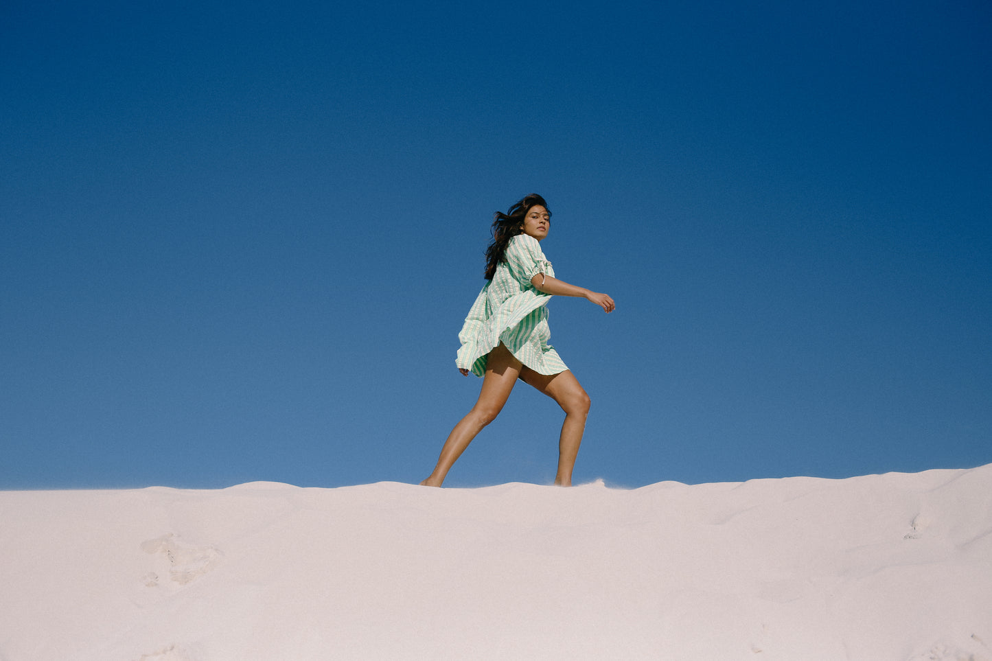 Chloe Summer Dress | Seafoam Cotton Stripe