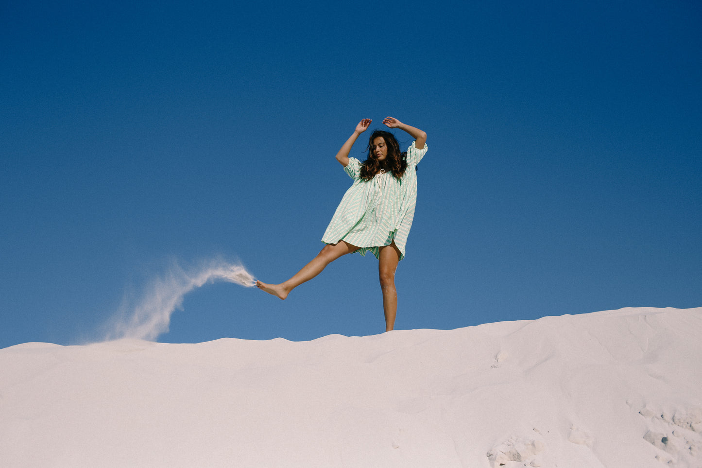 Chloe Summer Dress | Seafoam Cotton Stripe