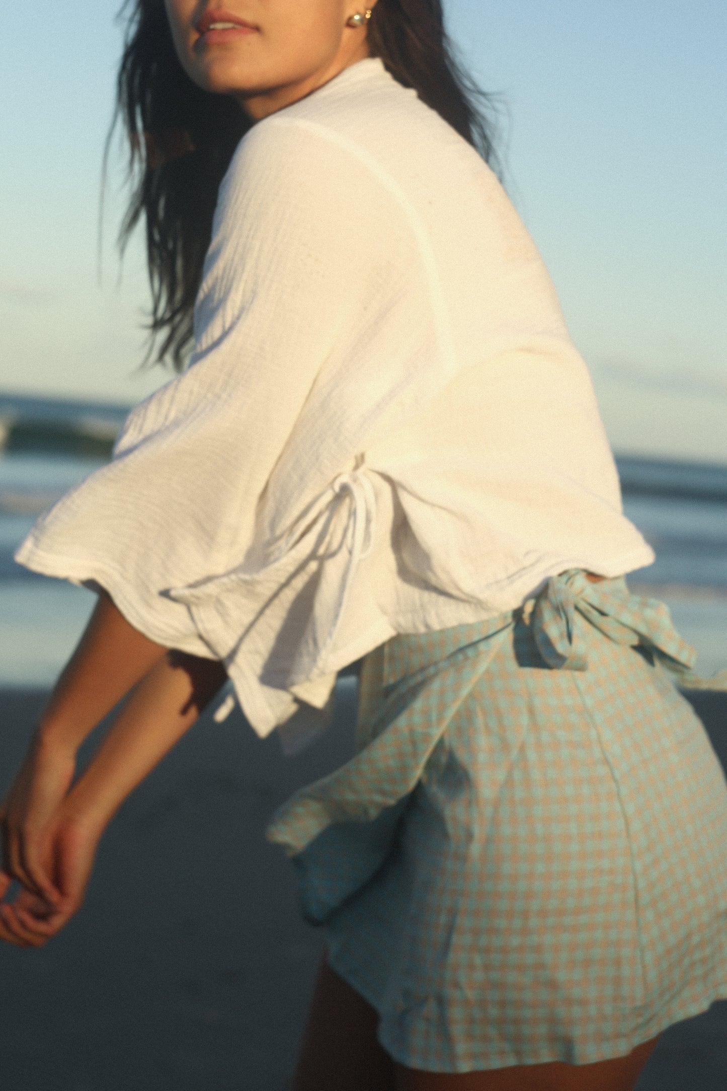Charlie Wrap Skirt | Blue Beige Gingham