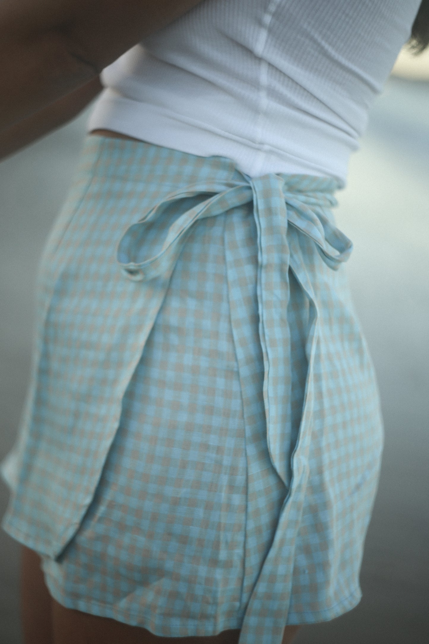 Charlie Wrap Skirt | Blue Beige Gingham