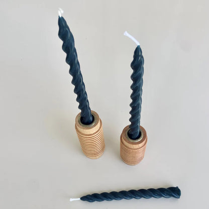 Beeswax Candle Set |  Spiral - Midnight