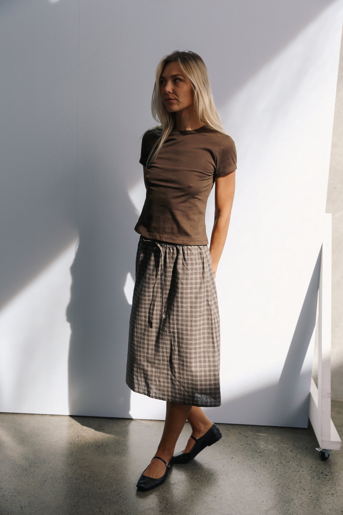 Remi Midi Skirt | Maple Gingham