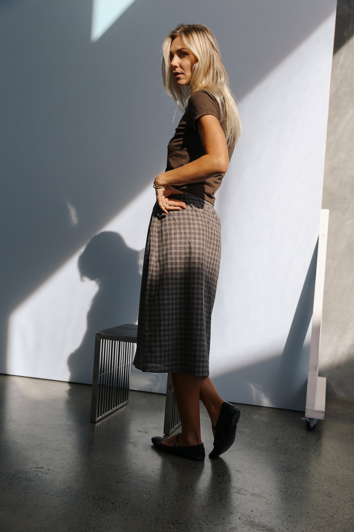 Remi Midi Skirt | Maple Gingham