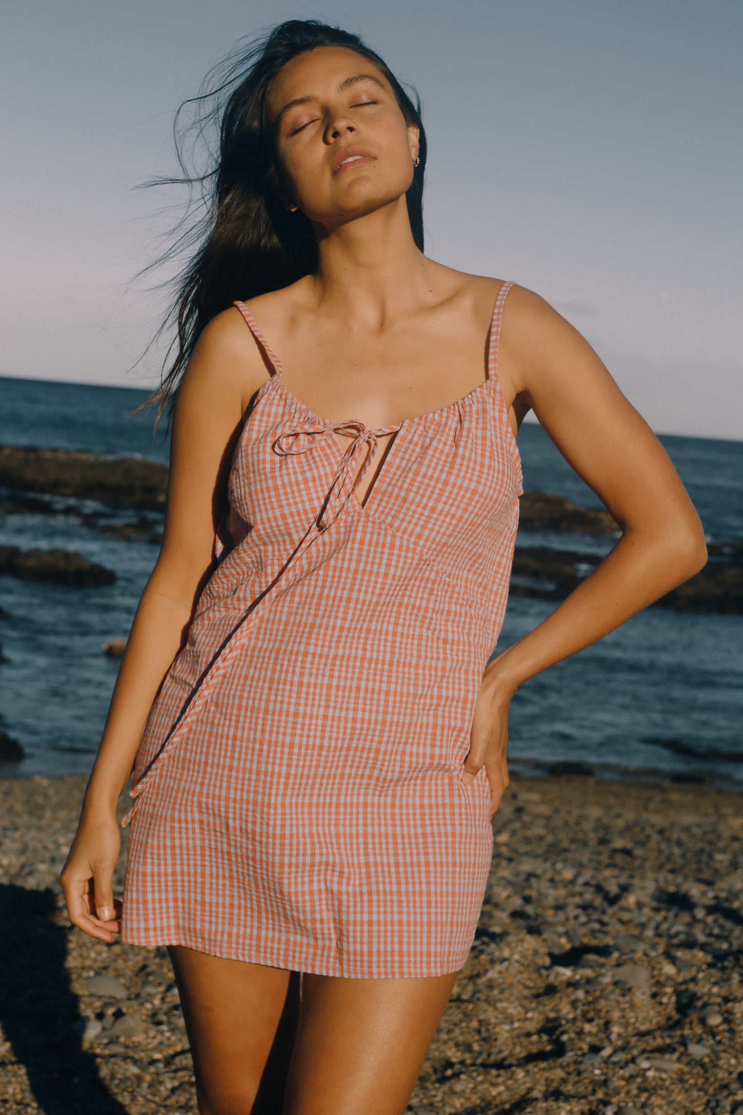 Ari Dress | Lilac Orange Seersucker