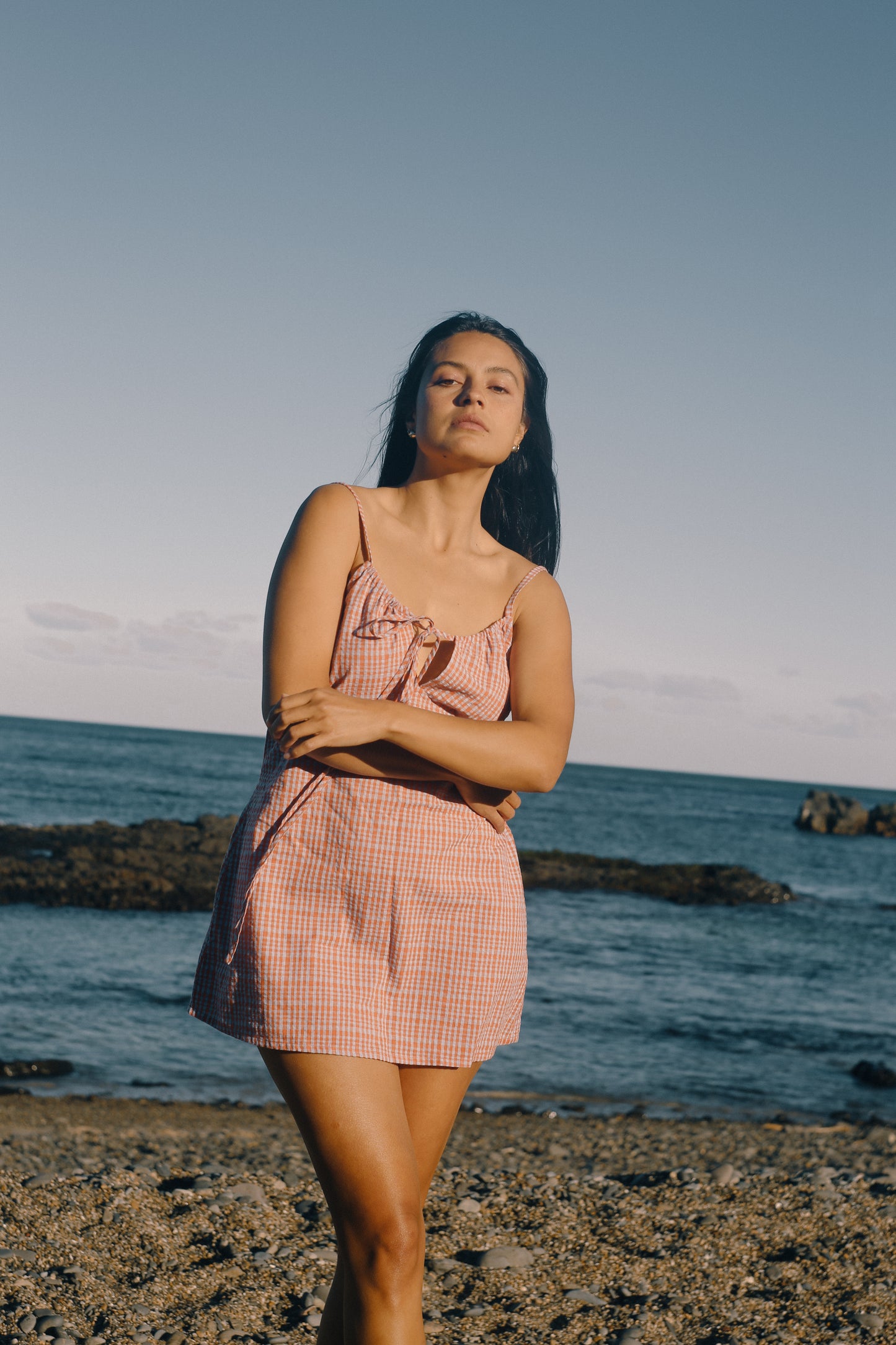 Ari Dress | Lilac Orange Seersucker