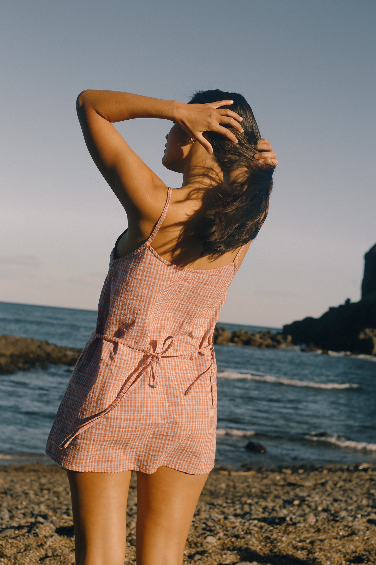 Ari Dress | Lilac Orange Seersucker