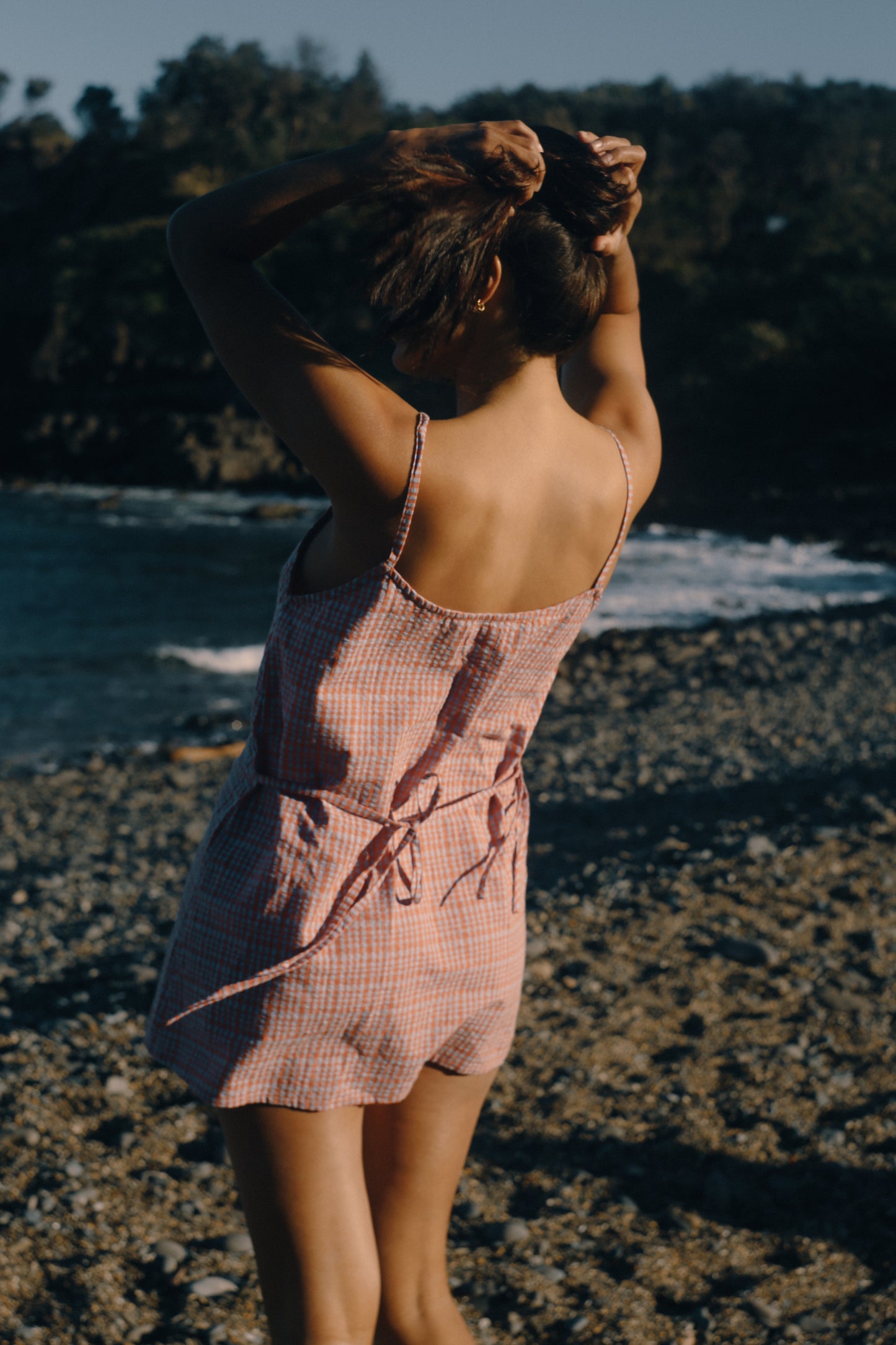 Ari Dress | Lilac Orange Seersucker