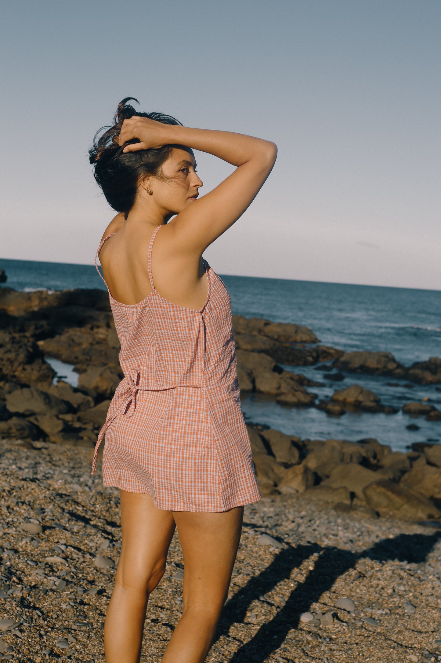 Ari Dress | Lilac Orange Seersucker