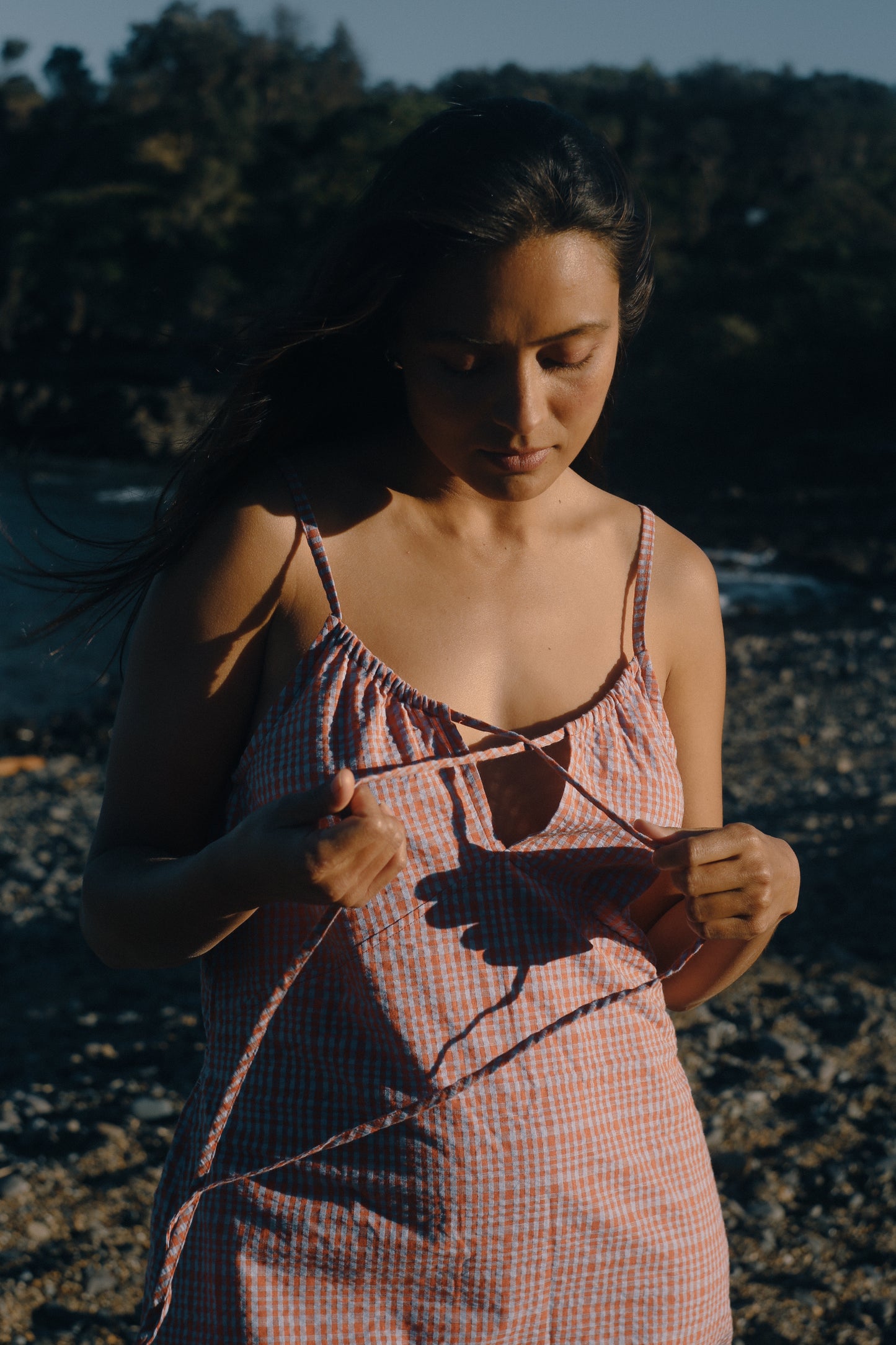 Ari Dress | Lilac Orange Seersucker