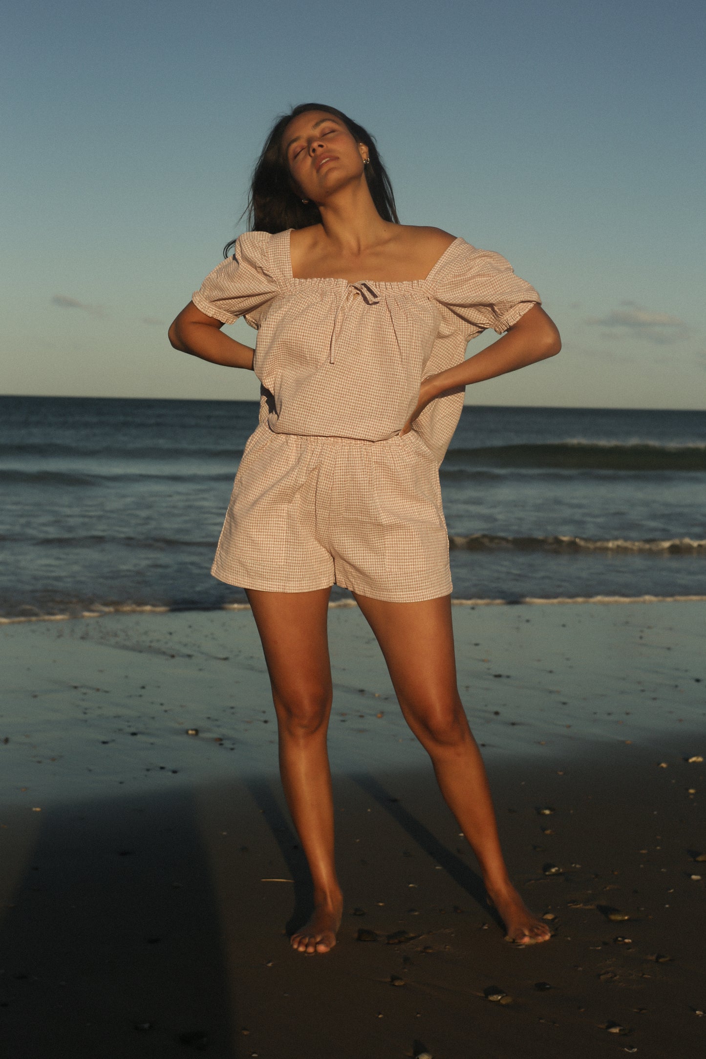 Ava Blouse | Dusty Rose Check