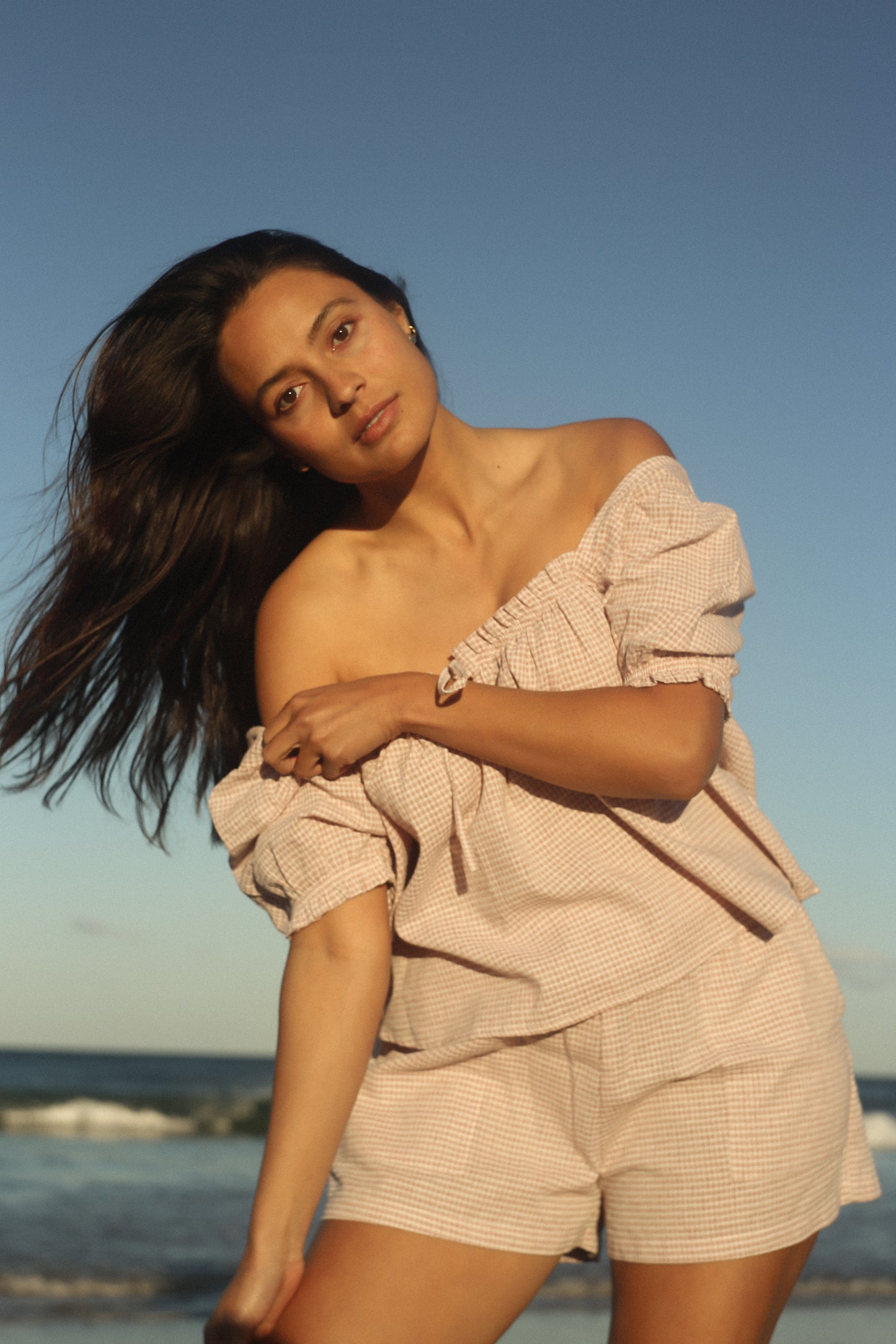 Ava Blouse | Dusty Rose Check