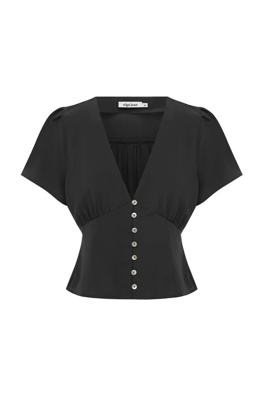 Button-Through Cap-Sleeve Top | Nera