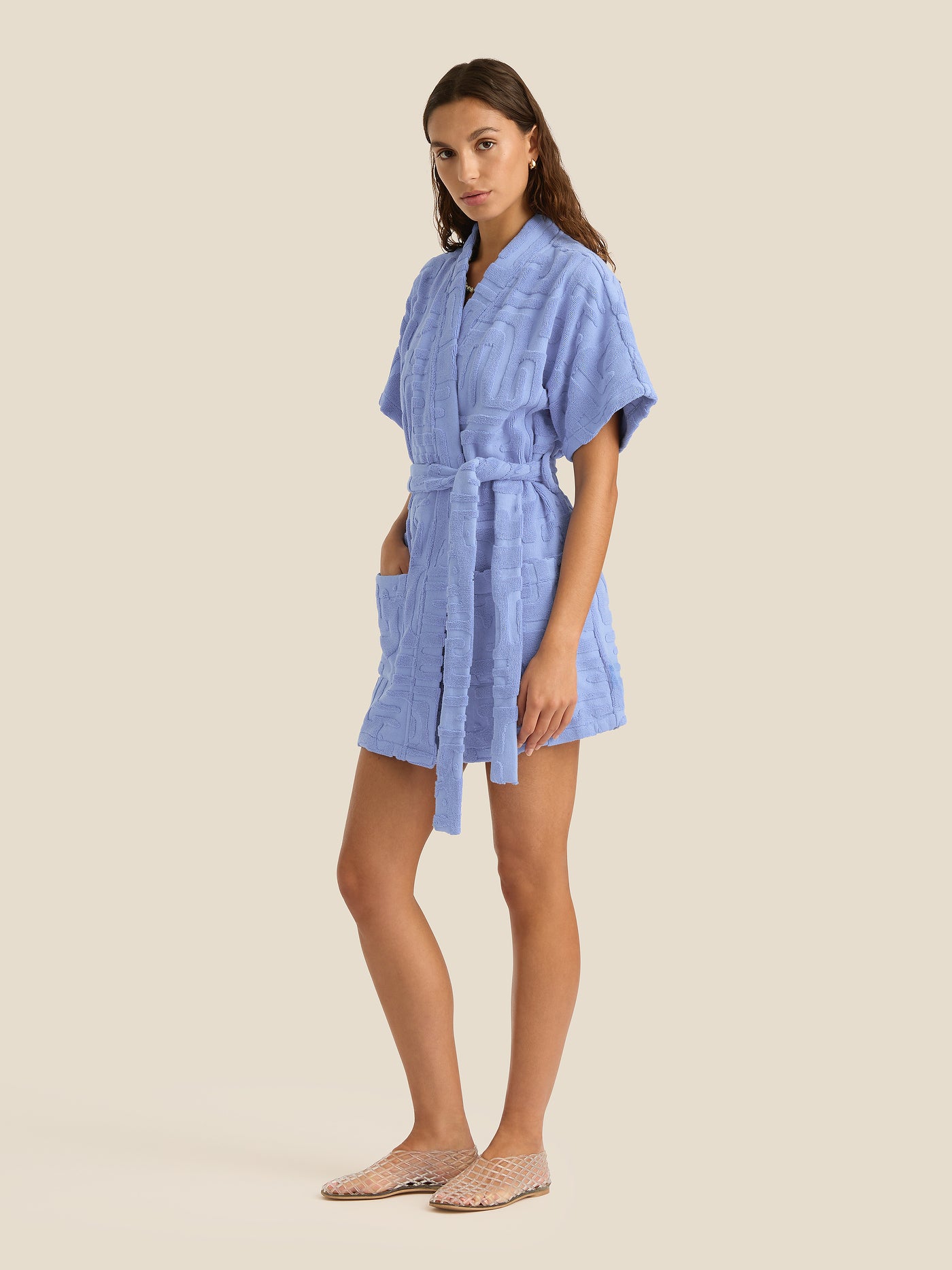 Towelling Mini Robe | Kin Cornflower