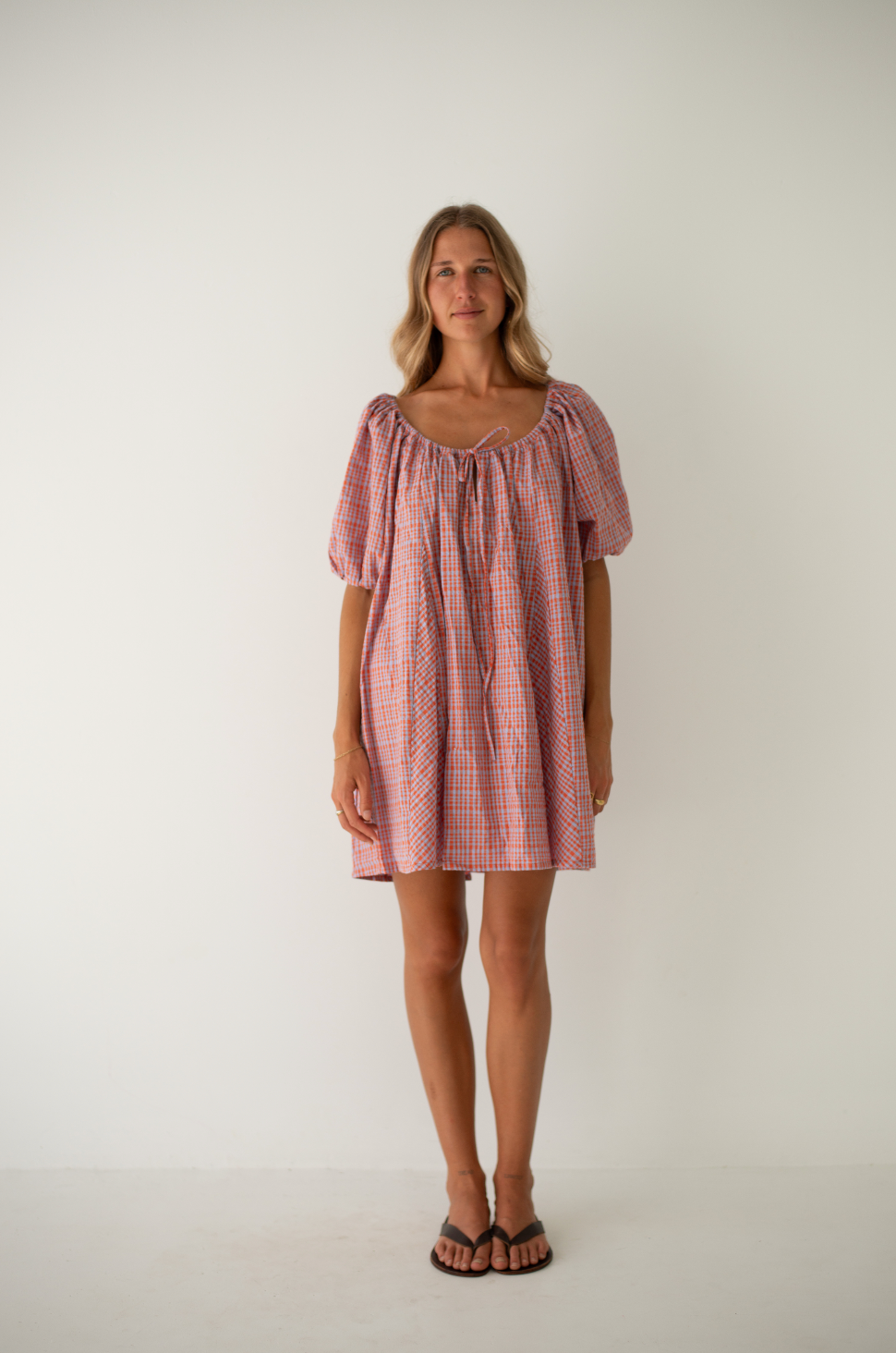 Chloe Dress | Lilac Orange Seersucker