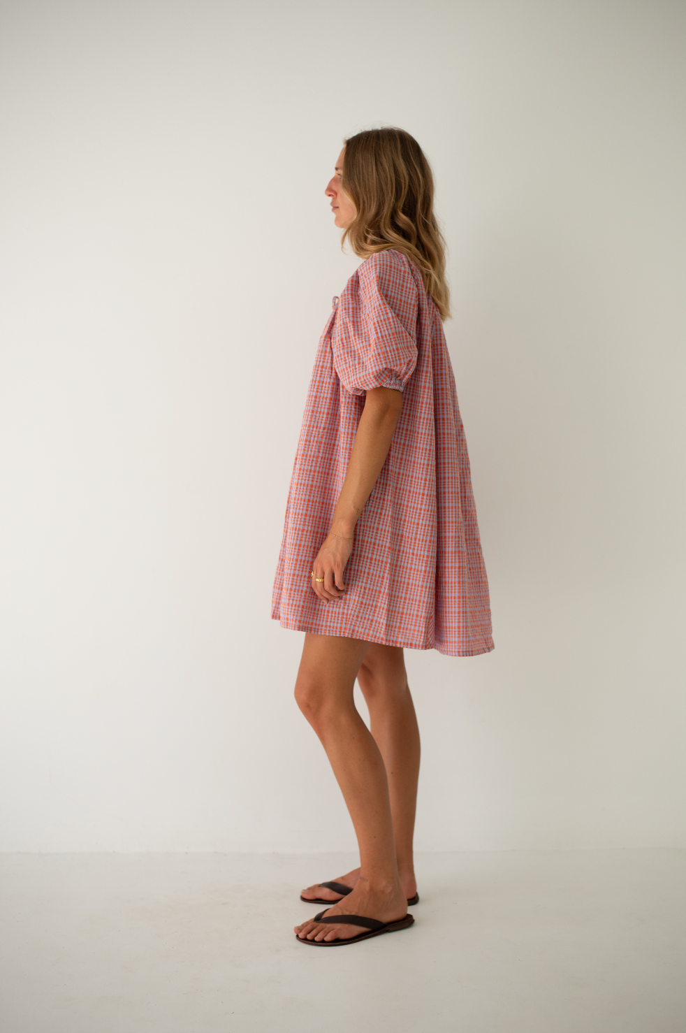 Chloe Dress | Lilac Orange Seersucker