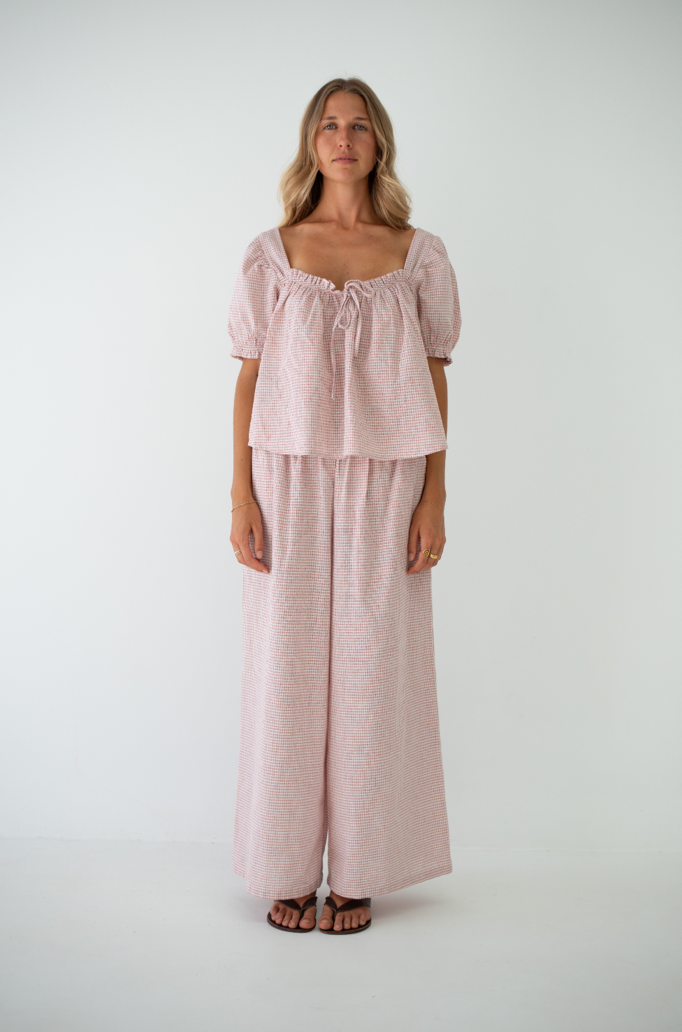 Ava Blouse | Dusty Rose Check