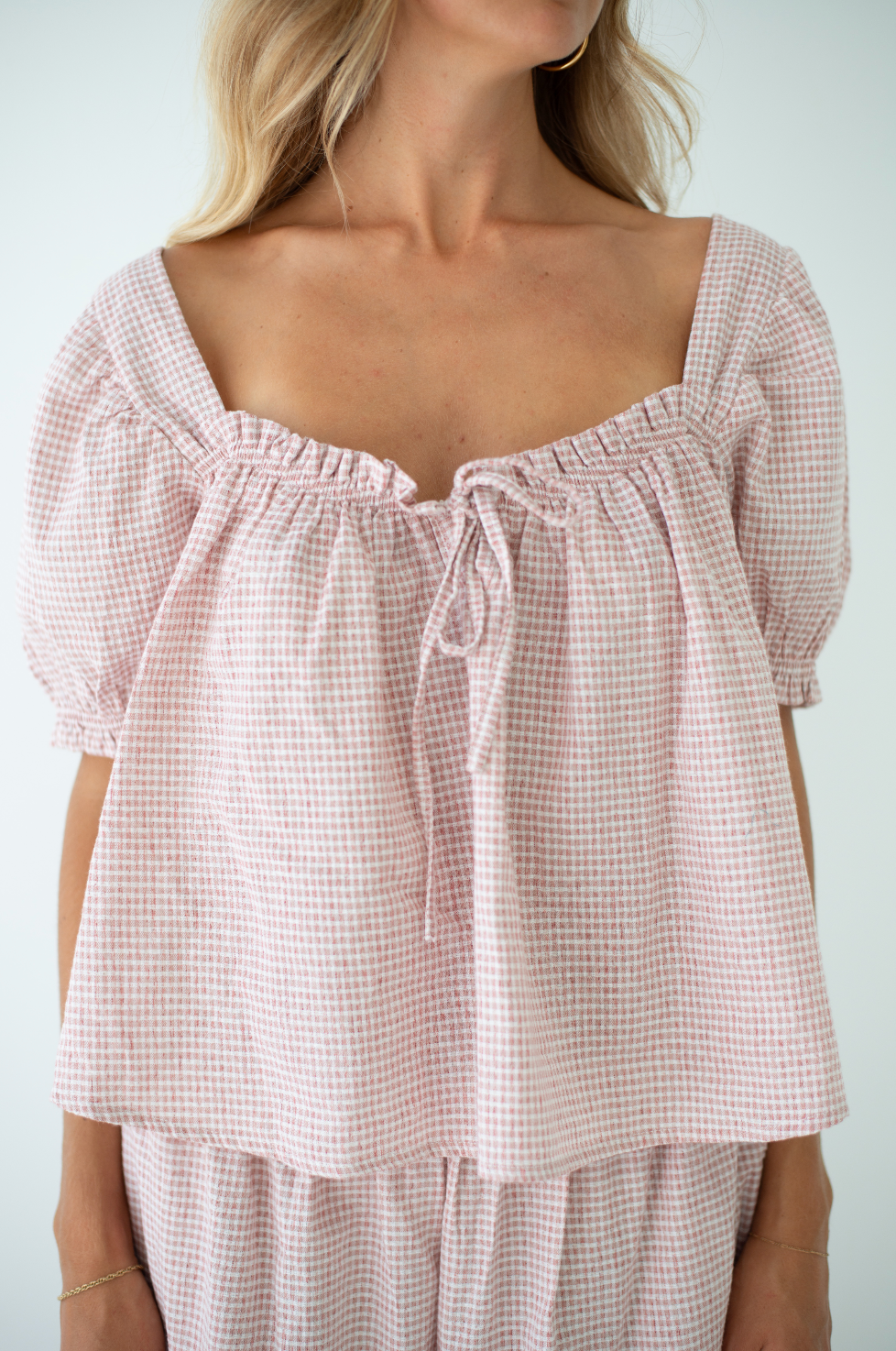 Ava Blouse | Dusty Rose Check