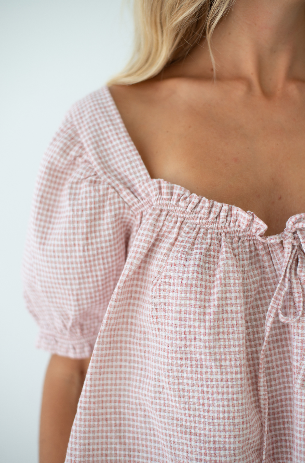 Ava Blouse | Dusty Rose Check