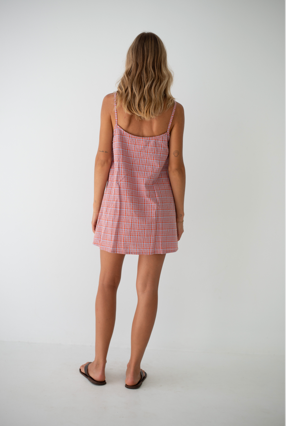 Ari Dress | Lilac Orange Seersucker