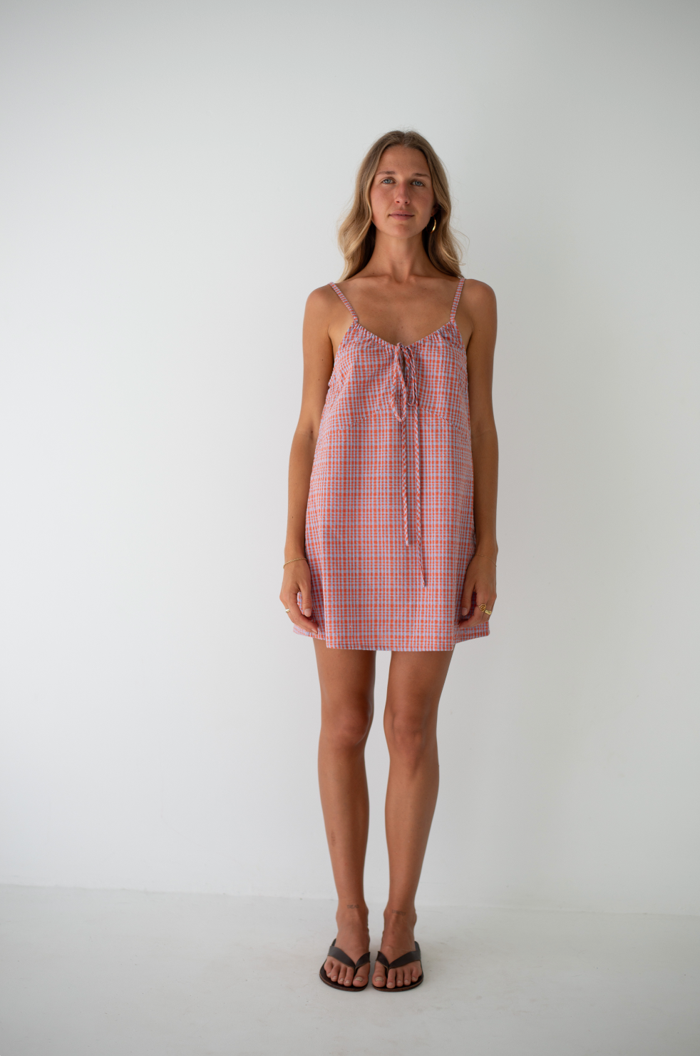 Ari Dress | Lilac Orange Seersucker