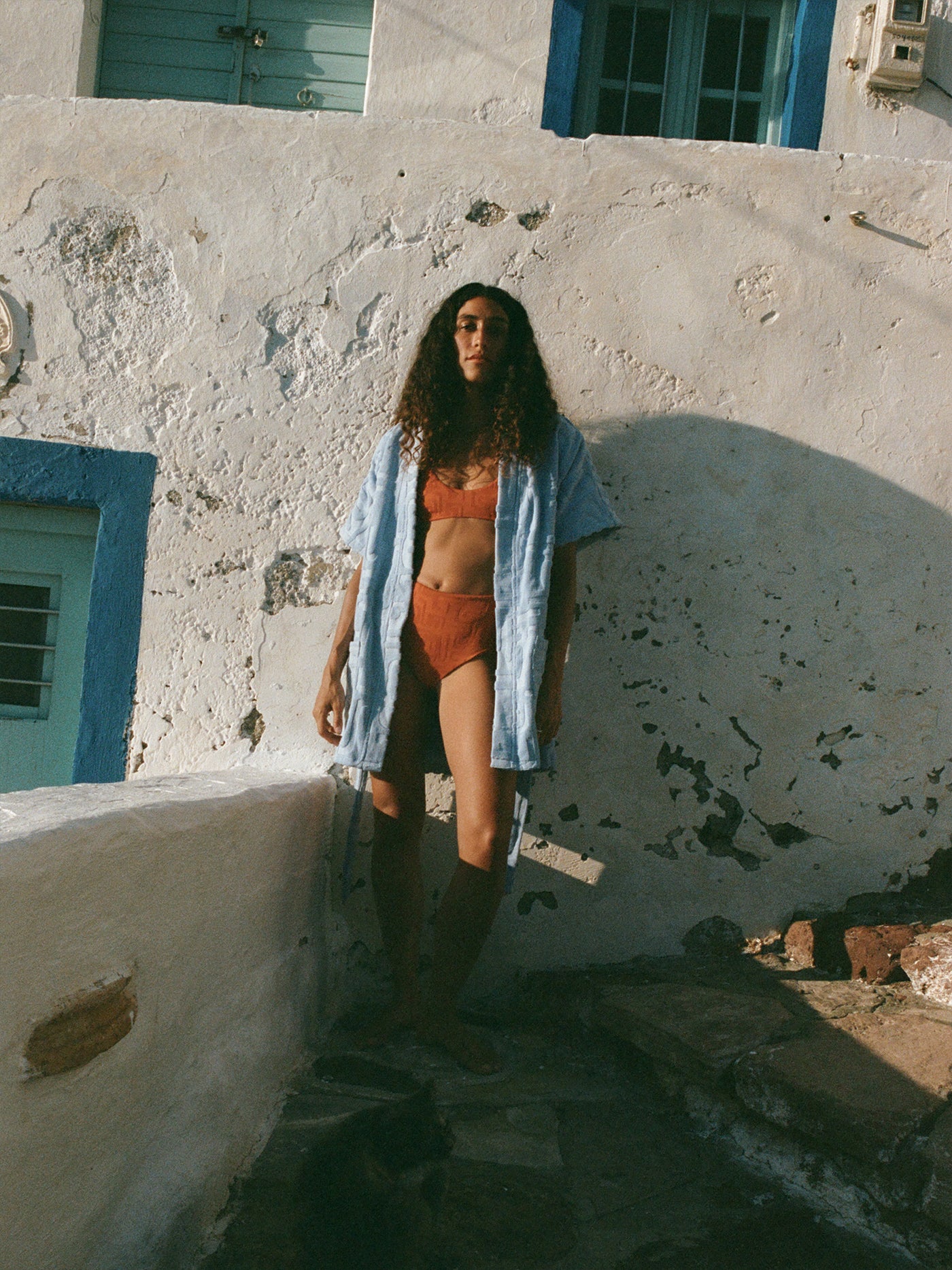 Towelling Mini Robe | Kin Cornflower